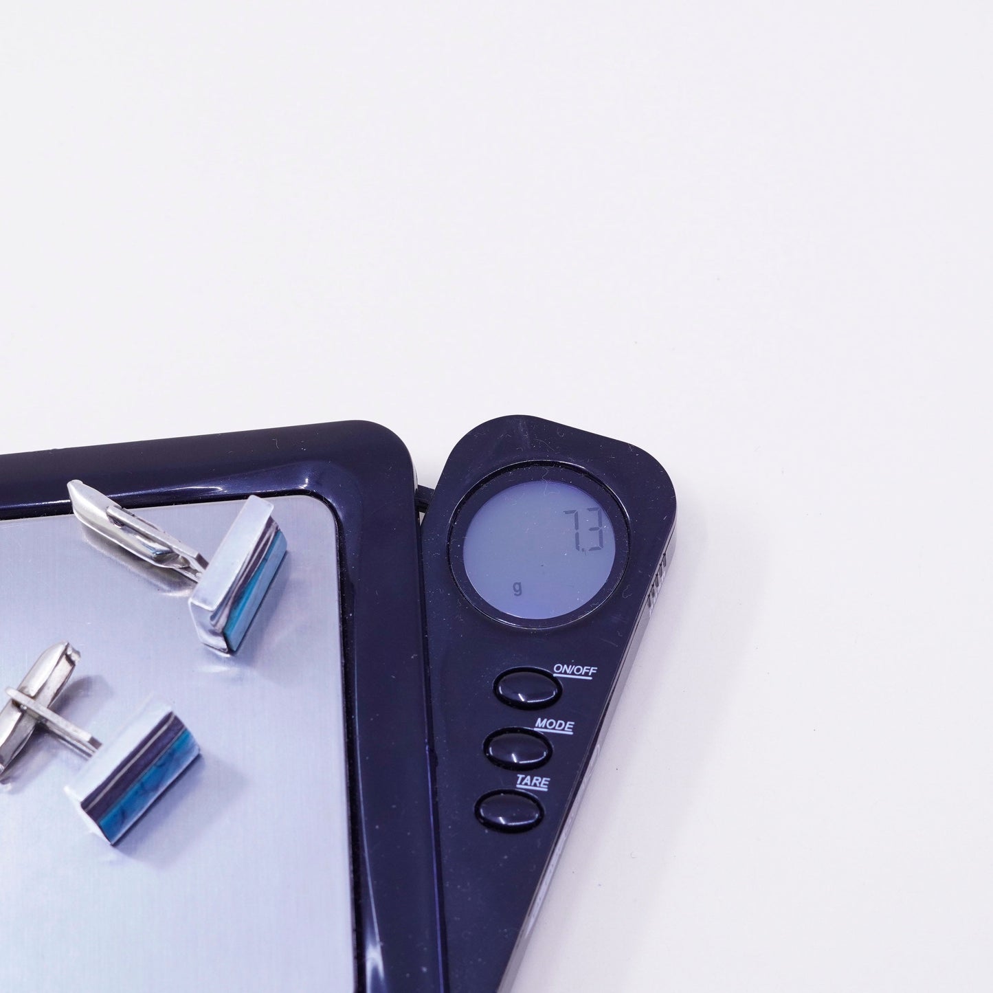 Vintage sterling silver handmade cuff link, 925 square cufflink with turquoise