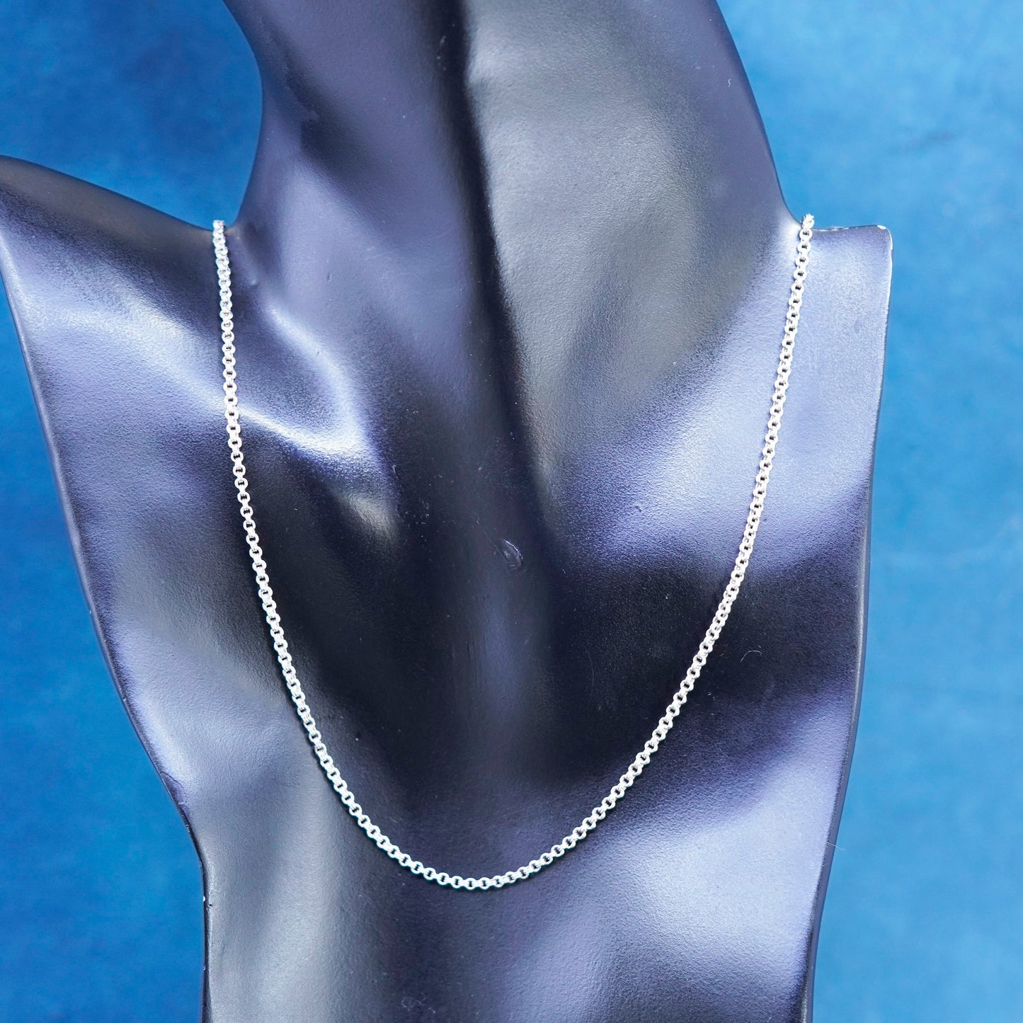 18+2”, vintage Sterling silver handmade necklace, 925 double circle chain