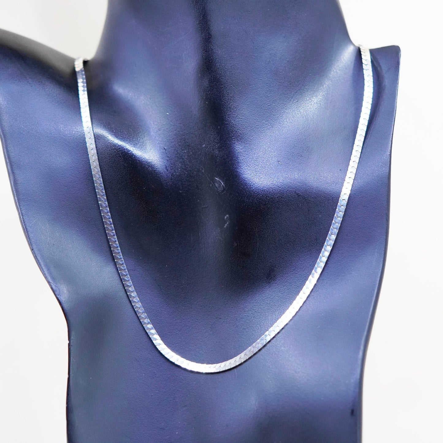 20”, Vintage Mexico sterling silver handmade necklace, flatten 925 nugget chain