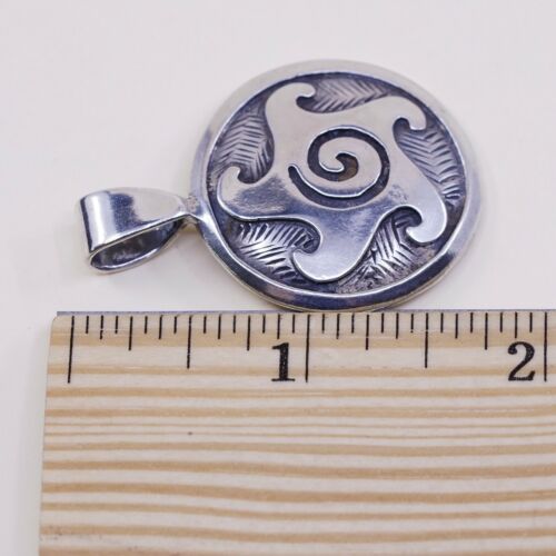Vtg KIYO Native American Sterling Silver handmade Pendant, 925 Silver Hopi Swirl
