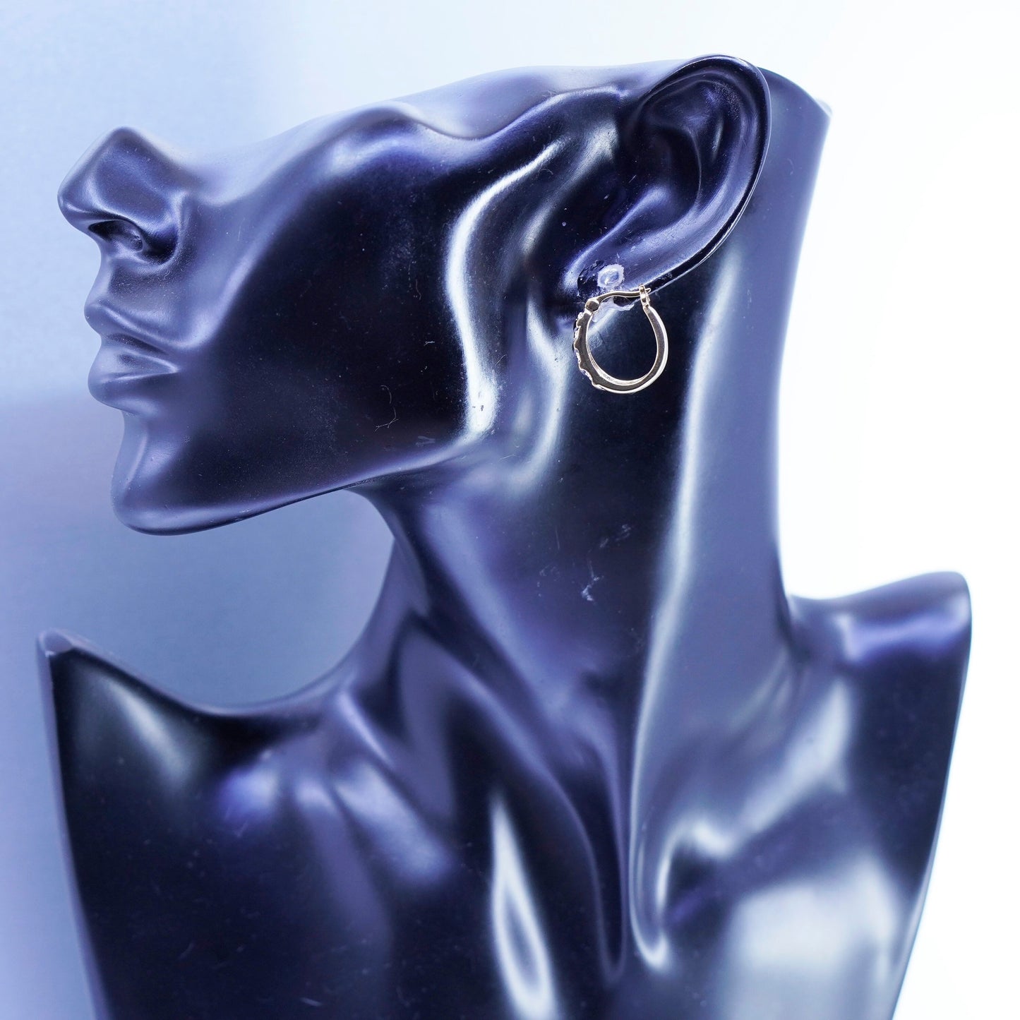 0.5”, vintage vermeil gold over Sterling silver earrings, 925 hoops w/ diamond