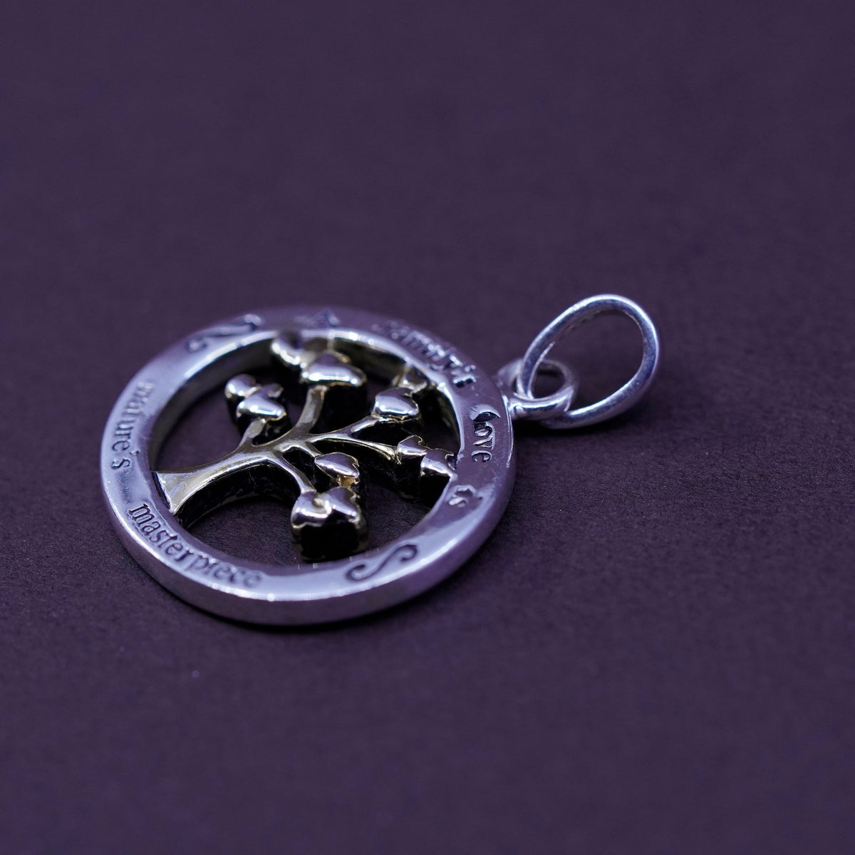 two tone Sterling silver handmade pendant, 925 tree pendant “a family’s love