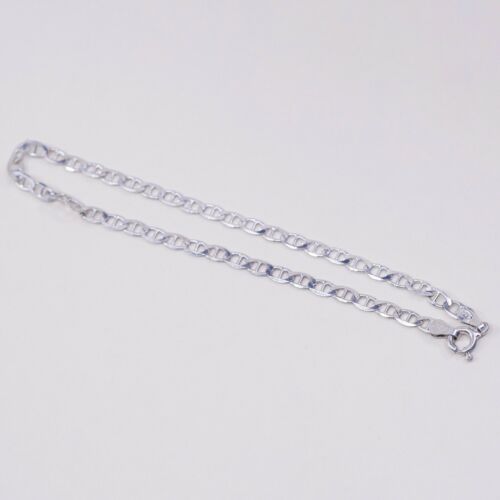 8.75”, 4mm, vtg Sterling silver bracelet, Solid 925 Italy Silver anchor chain