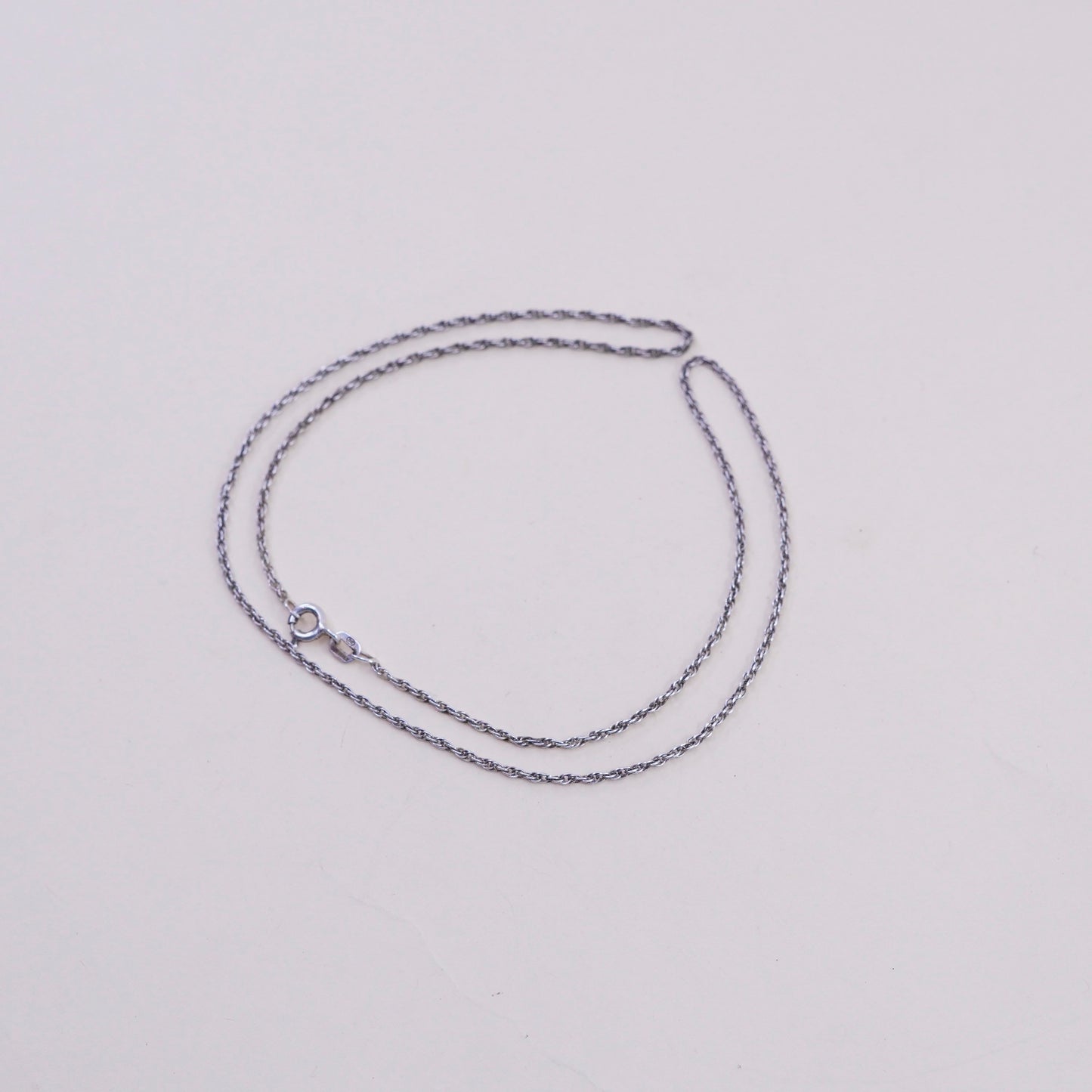 17”, Vintage sterling silver India 925 silver twisted curb chain, necklace