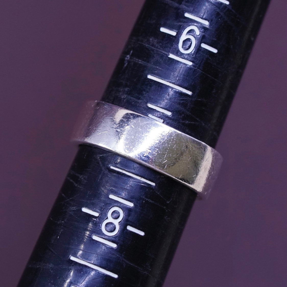 sz 7, vtg Sterling silver prayer ring, solid 925 band with "OM" engraved