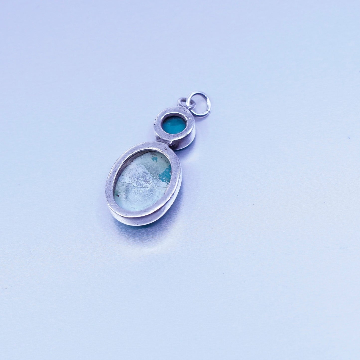 antique southwestern sterling 925 silver pendant with turquoise