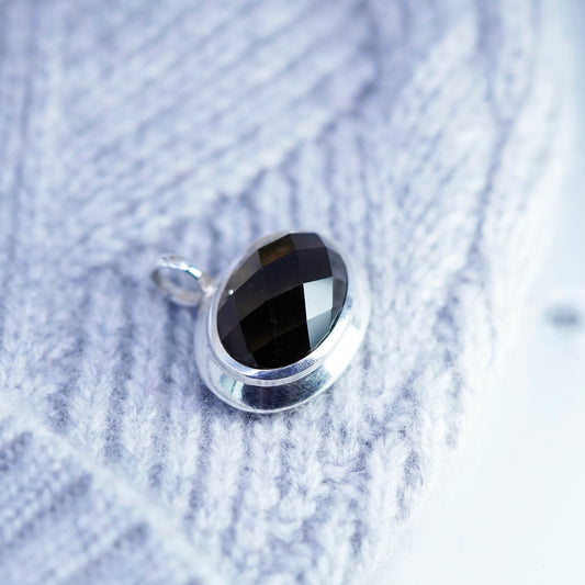 Elle Sterling silver handmade pendant with checker cut smoky topaz
