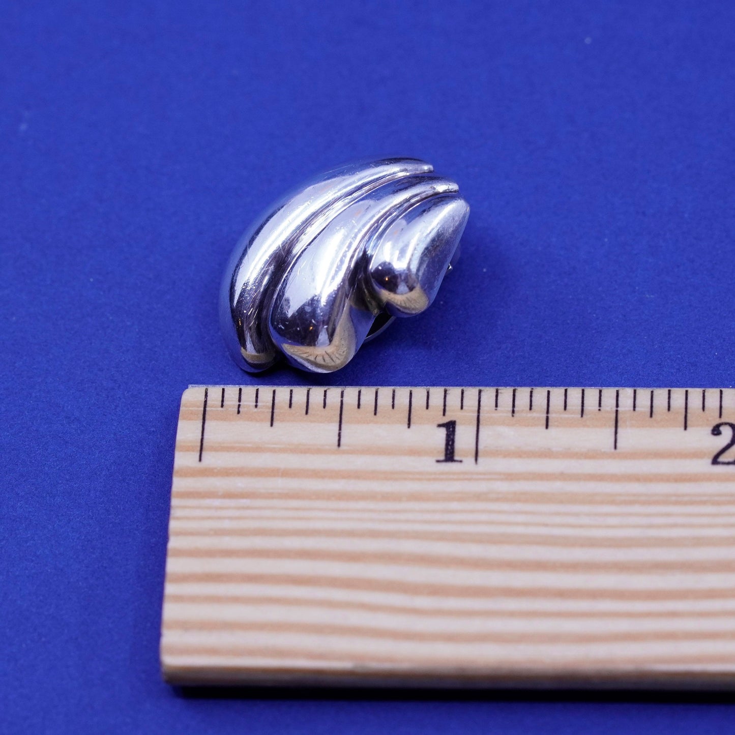 Vintage Barra Sterling silver handmade earrings, 925 ribbed clip on