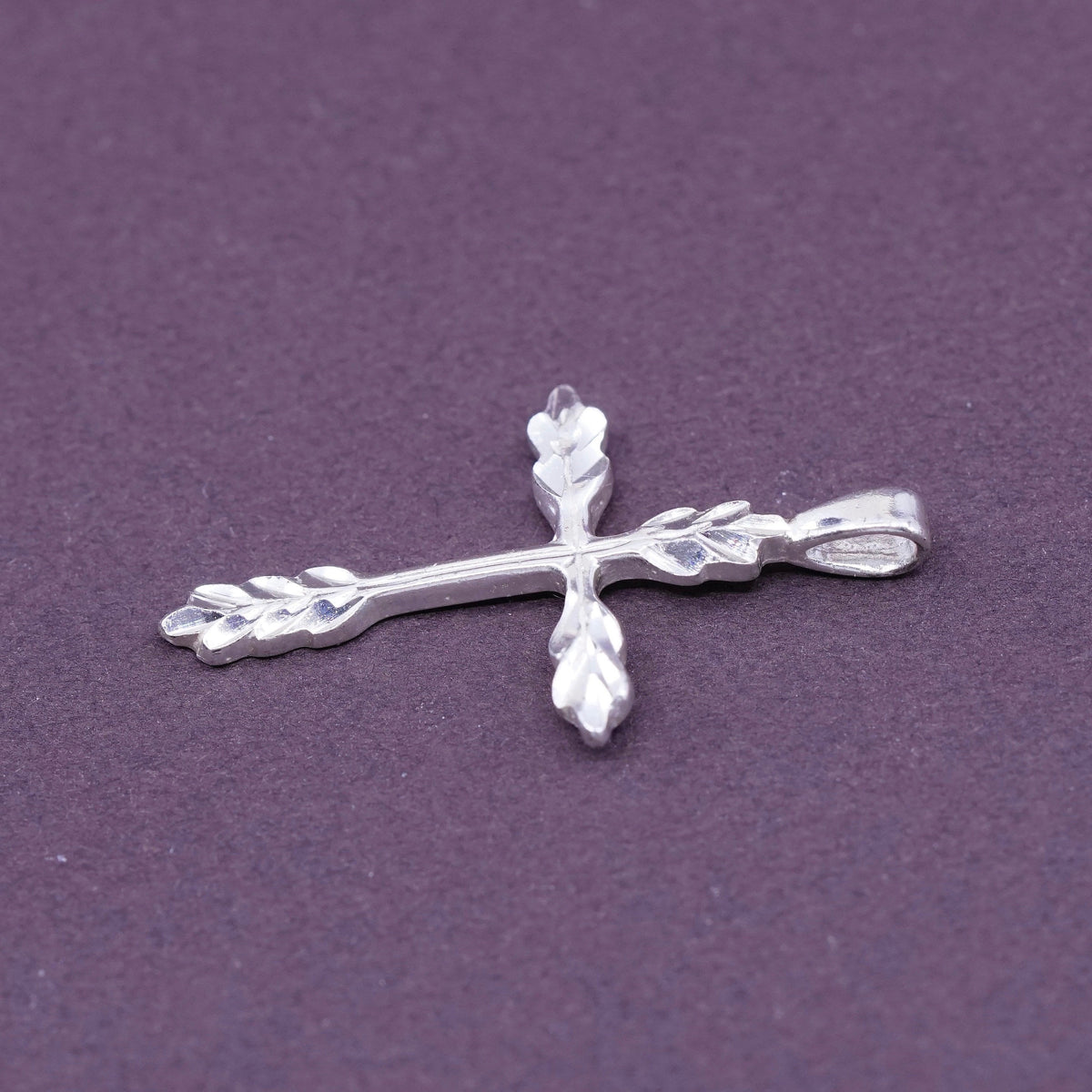Vintage Sterling silver handmade pendant, 925 textured cross