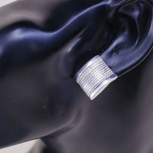 Vtg 925 Silver Handmade Square Textured Studs Earrings, Stamped Sterling