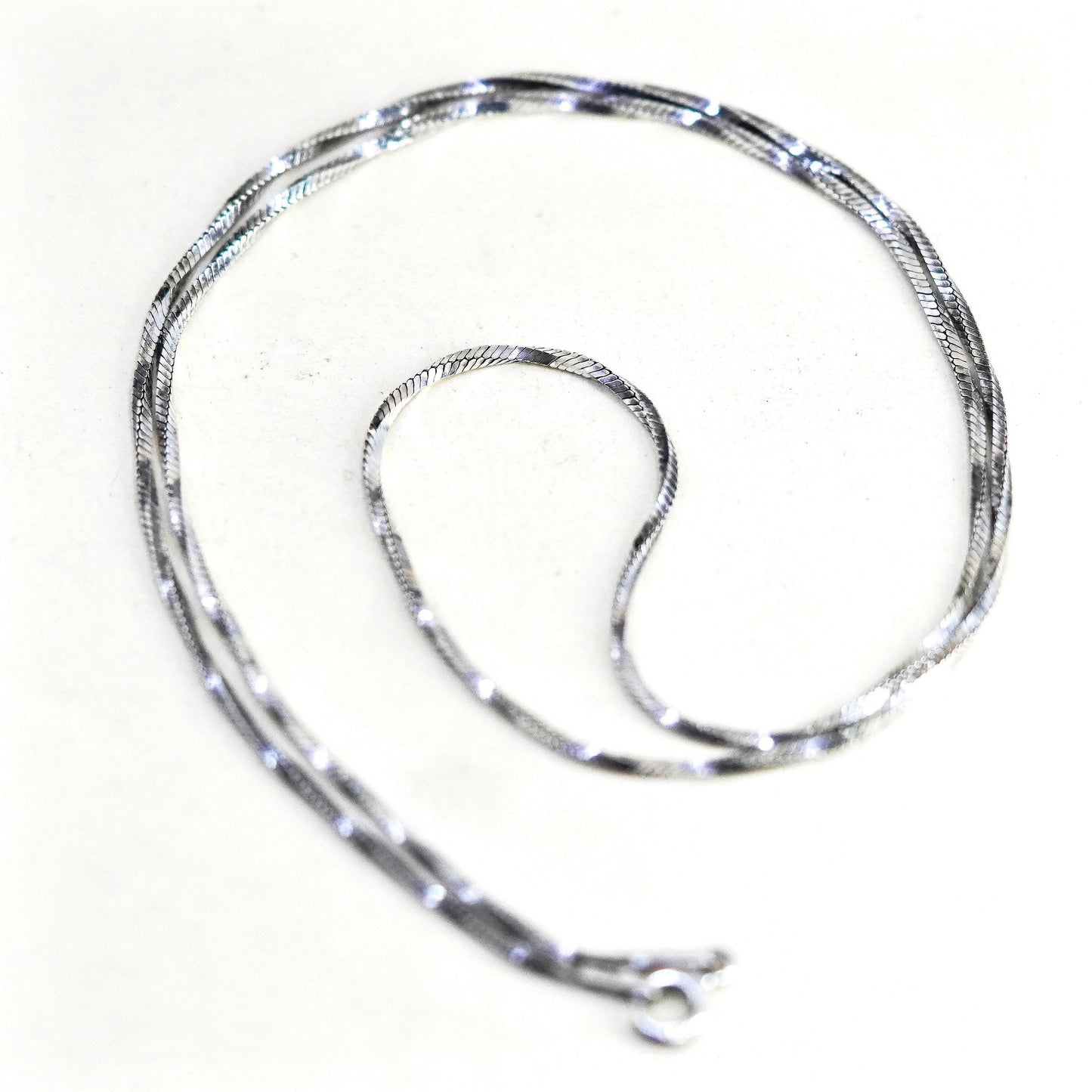 17”, Vintage sterling silver twisted square snake chain, Italy 925 necklace