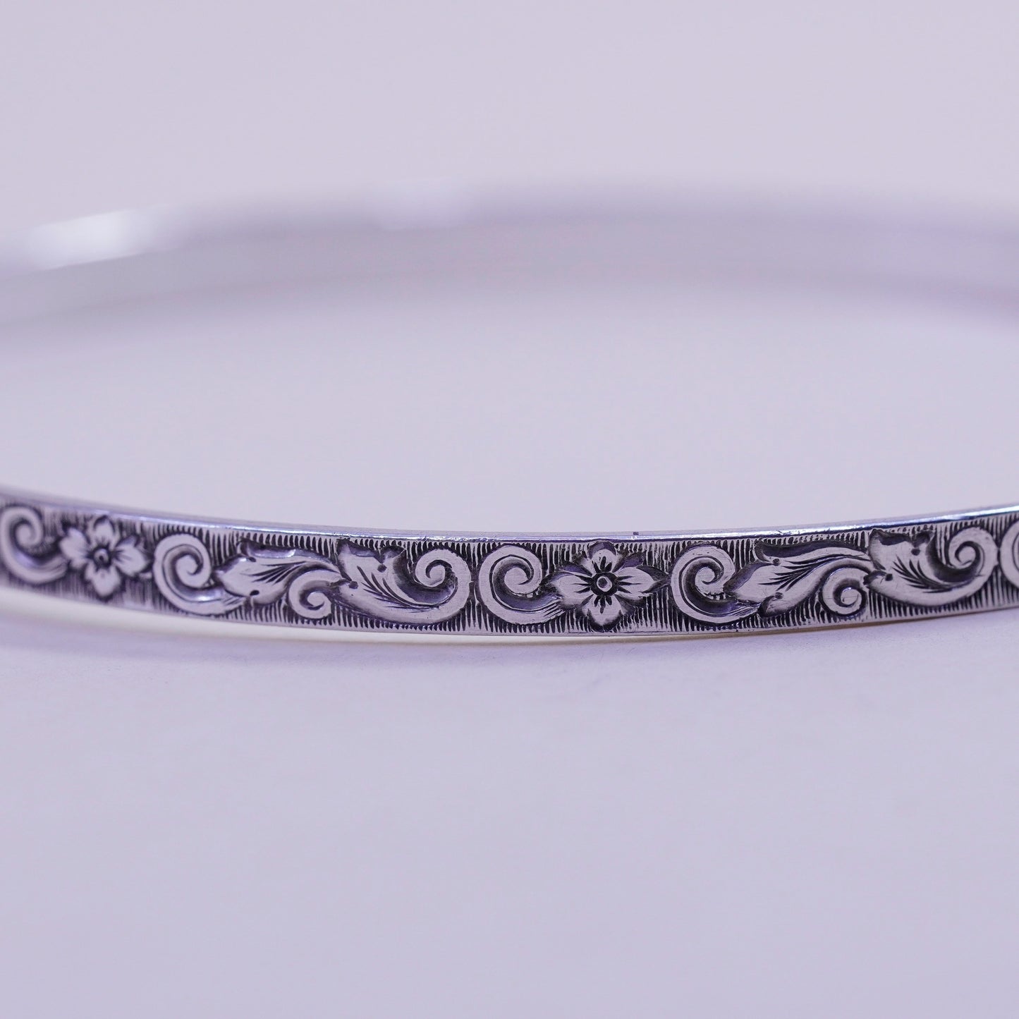 8”, Guglielmo Cini sterling silver handmade 925 bracelet, textured bangle
