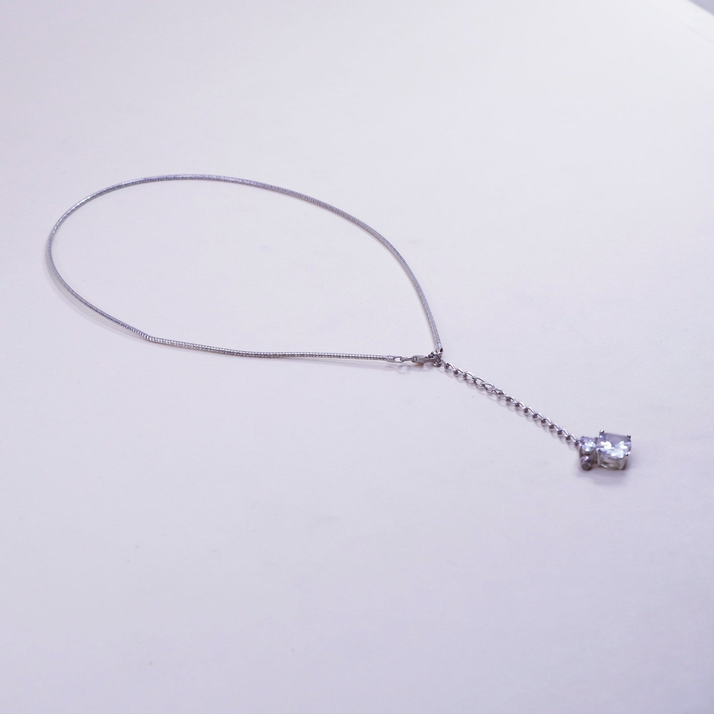 16+2” 2mm, Vintage sterling silver snake chain with Cluster Cz pendant