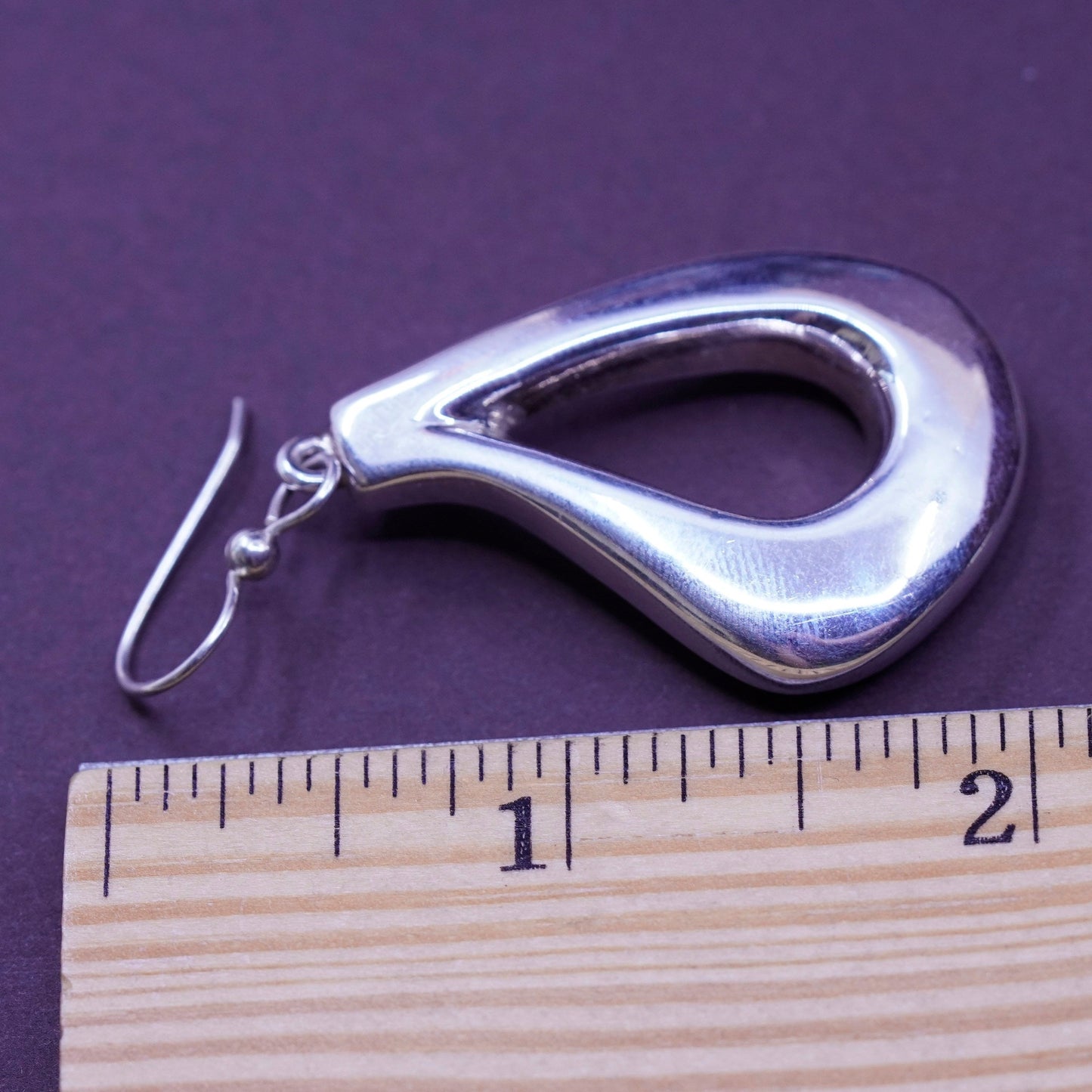 Vintage SSD Sterling silver handmade earrings, stuffed 925 teardrop drops