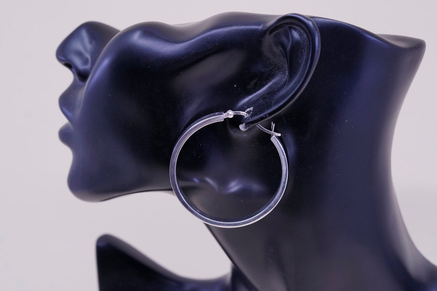 1.75”, Vintage sterling silver loop earrings, wide minimalist primitive hoops