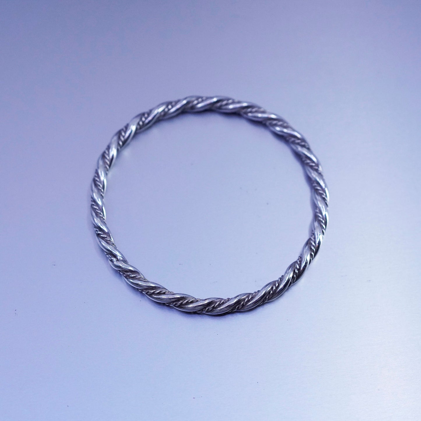 8”, Vintage Sterling 925 silver handmade bracelet, twisted cable bangle