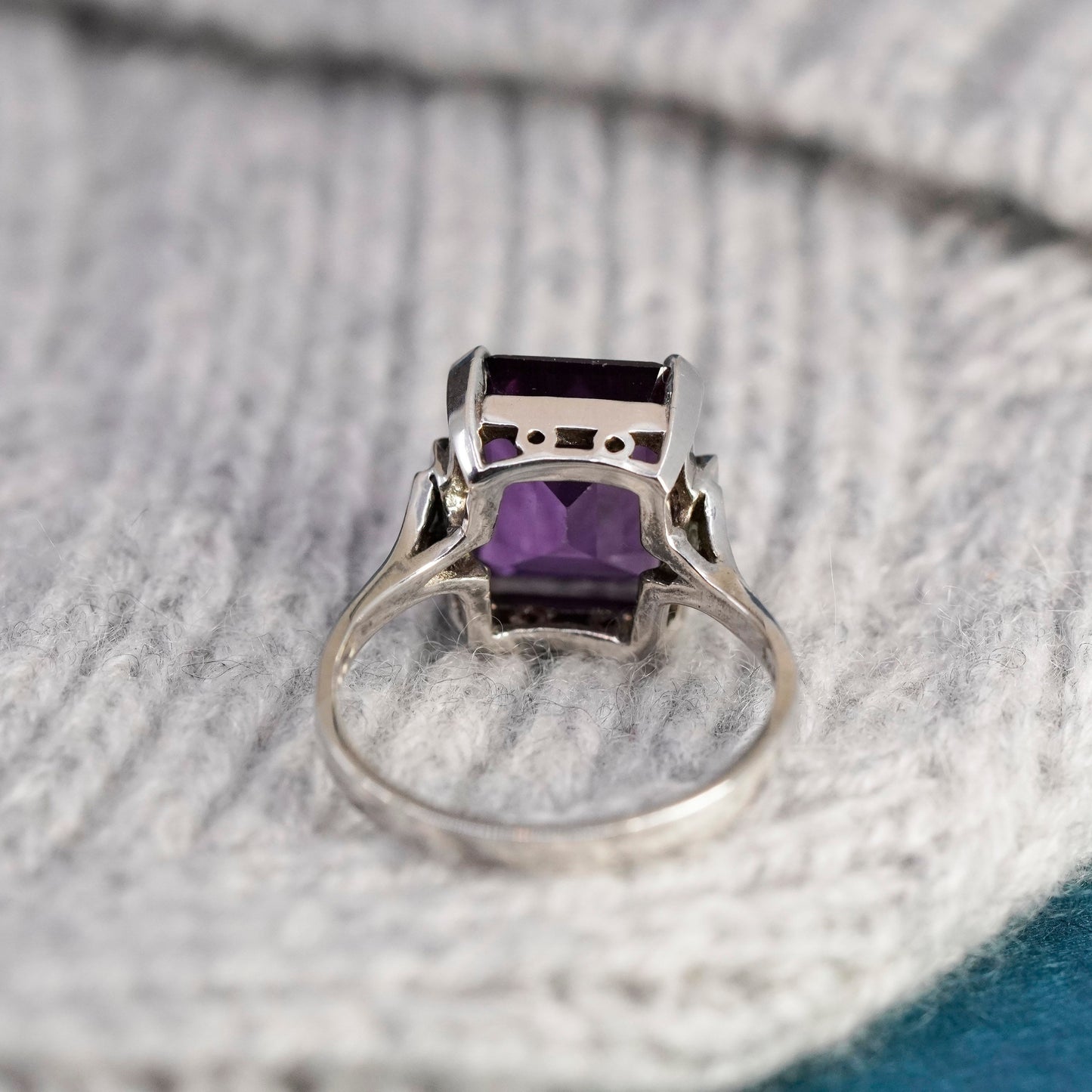 Size 10.75, vintage CA Sterling 925 silver handmade ring with amethyst