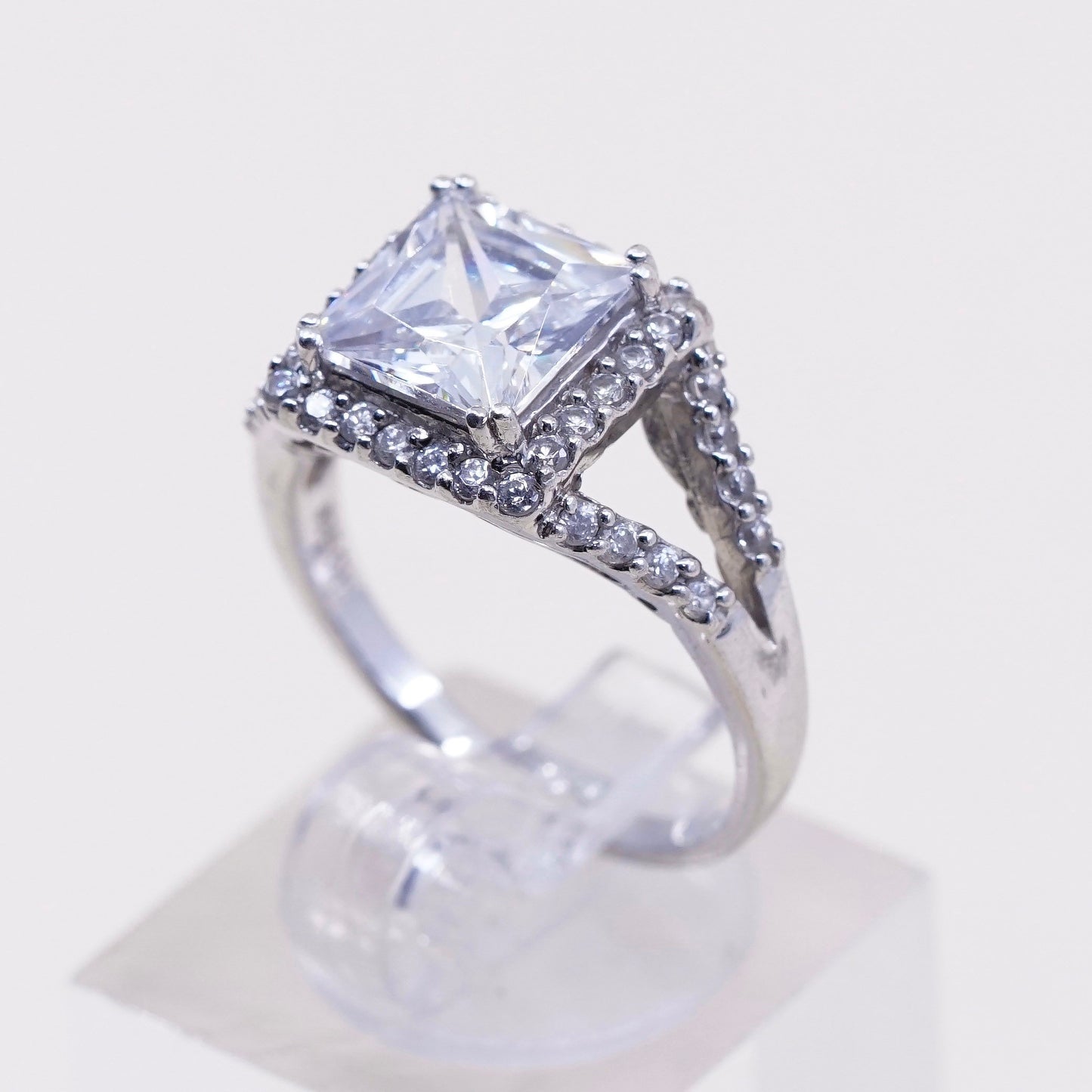 Size 7, vintage PGDA Sterling 925 silver with cz engagement ring