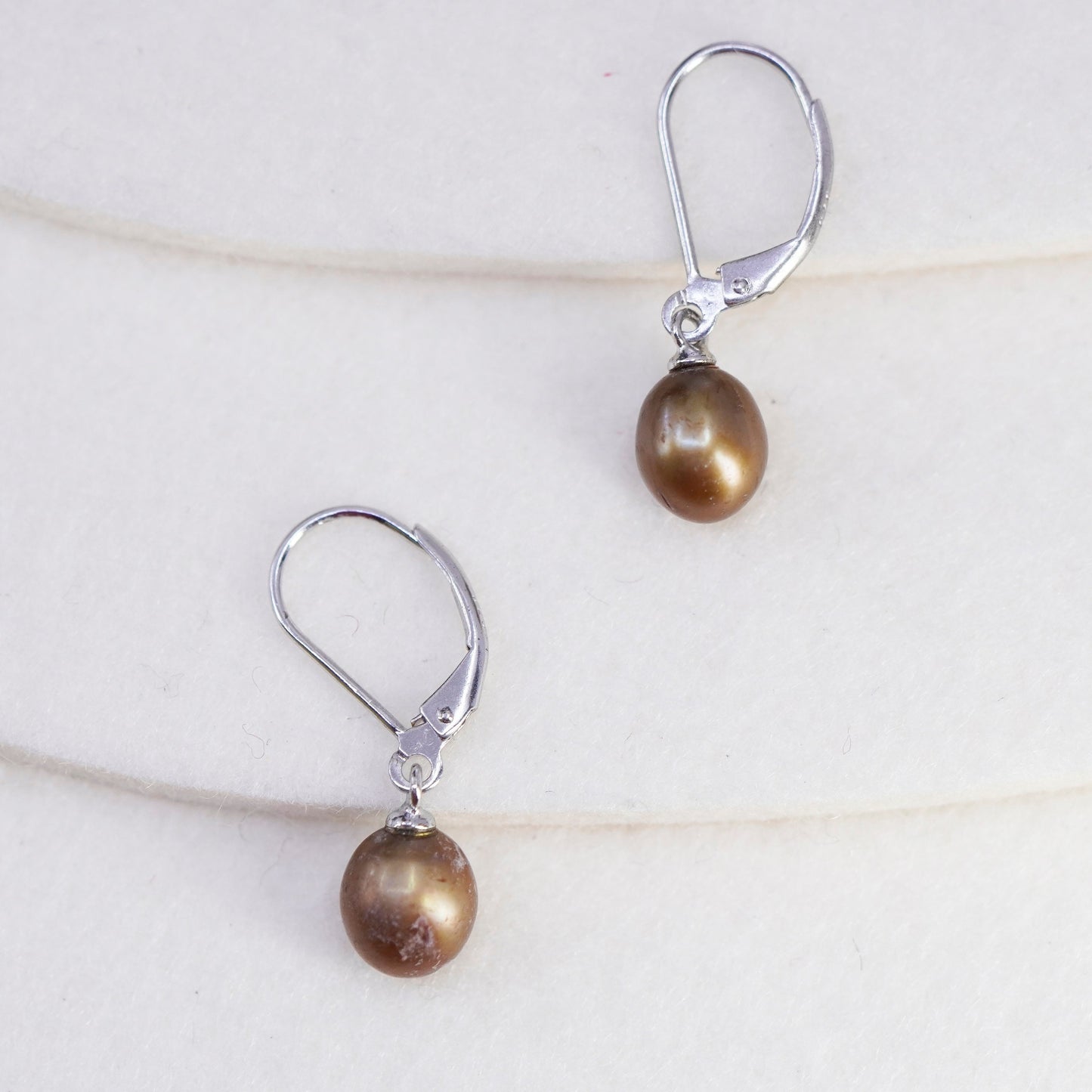 Vintage Sterling 925 silver handmade earrings with freshwater pearl