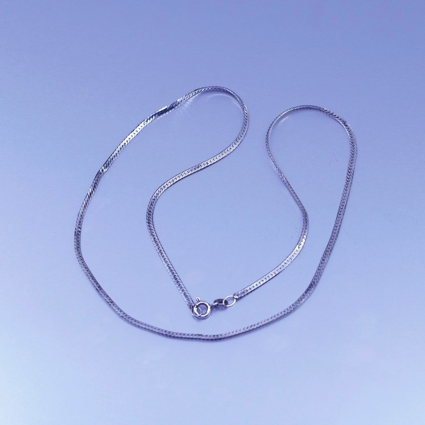 20” 3mm, vintage Italy Sterling 925 silver herringbone chain necklace