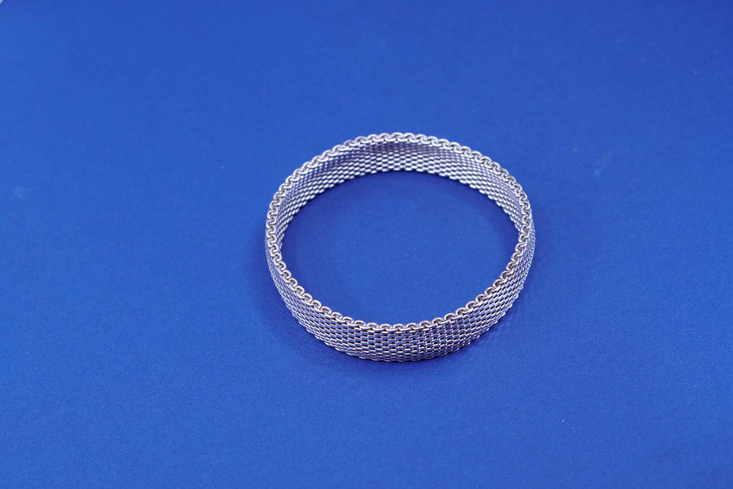 7.5”, vintage GC Sterling silver handmade wide bracelet, 925 unique mesh chain