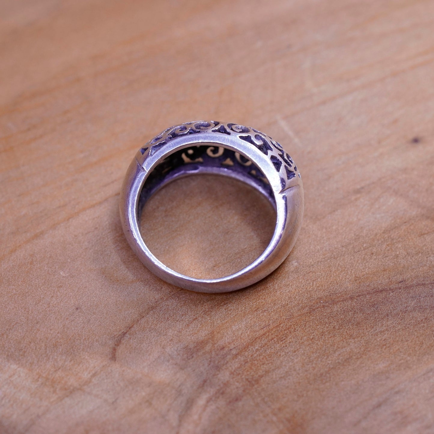 Size 4.5, Sterling silver handmade ring, southwestern, 925 filigree swirl band