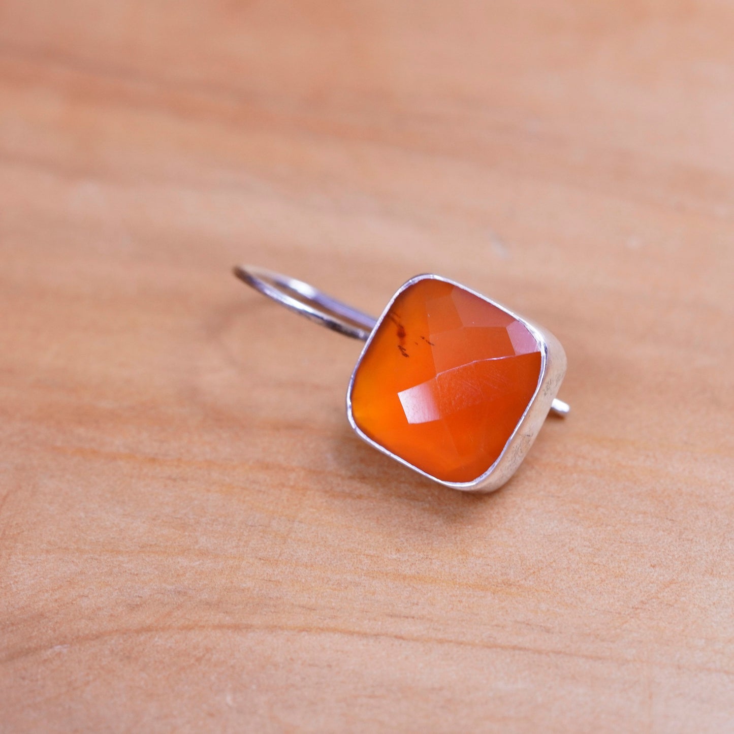 Vintage sterling 925 silver handmade earrings with carnelian