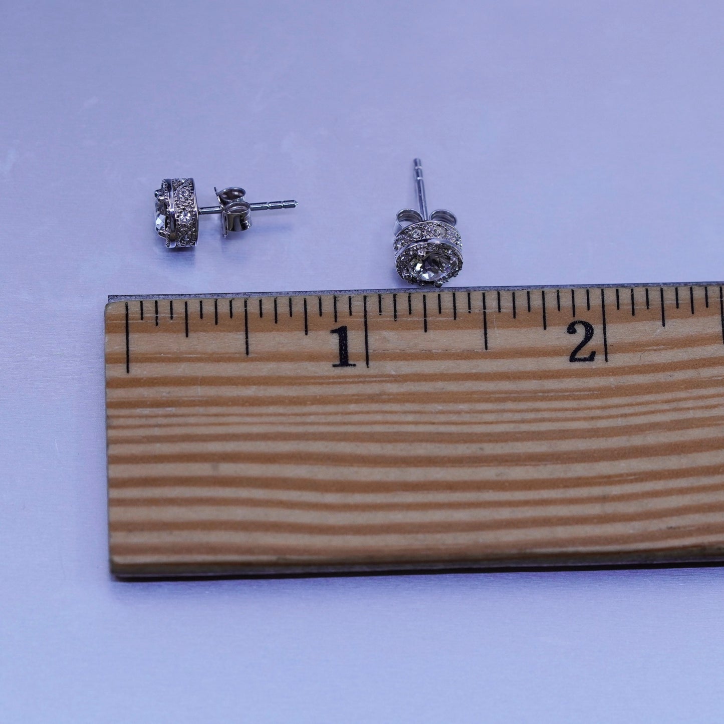 Vintage Sterling 925 silver earrings, studs with cz inlay