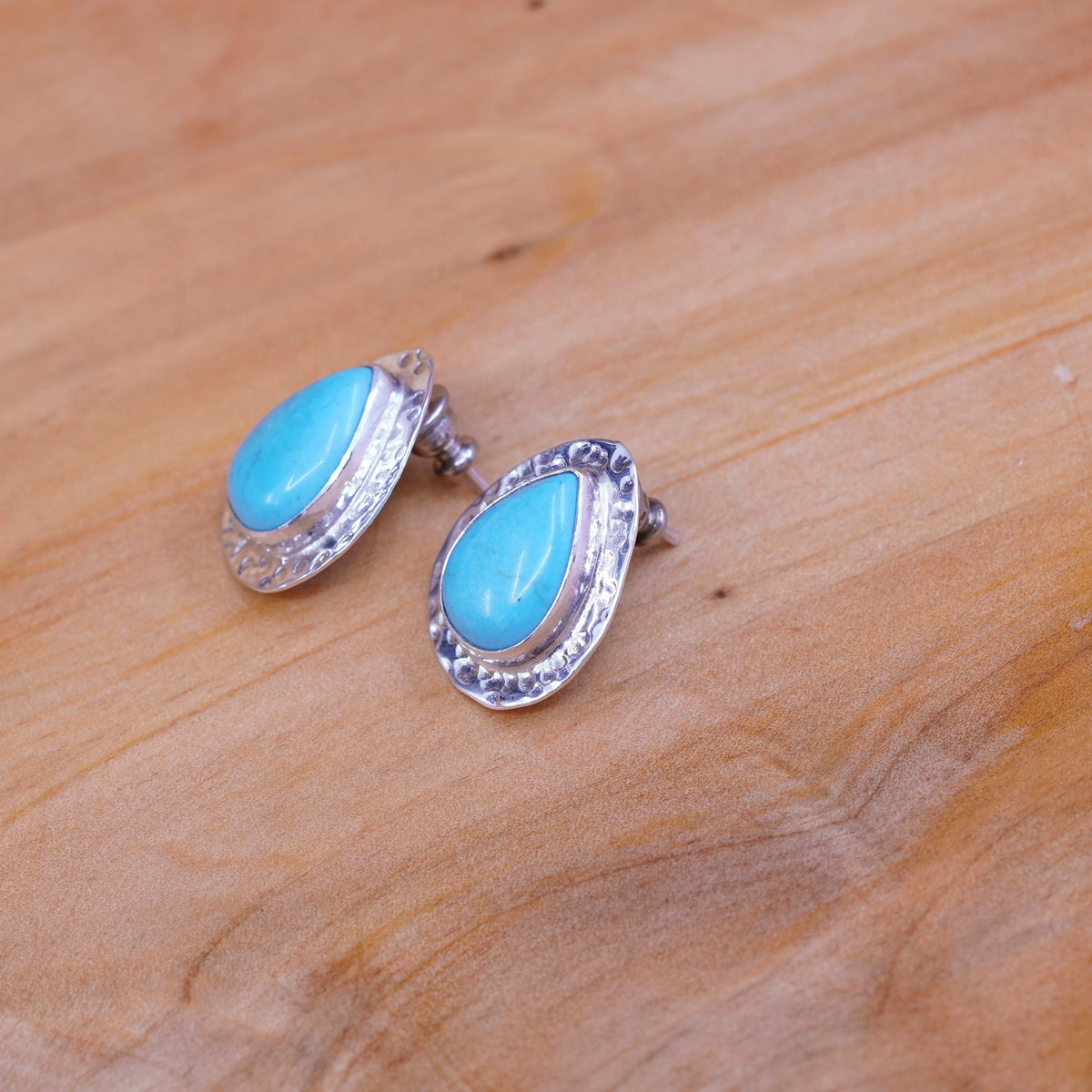 Sterling silver handmade earrings, southwestern 950 with turquoise studs