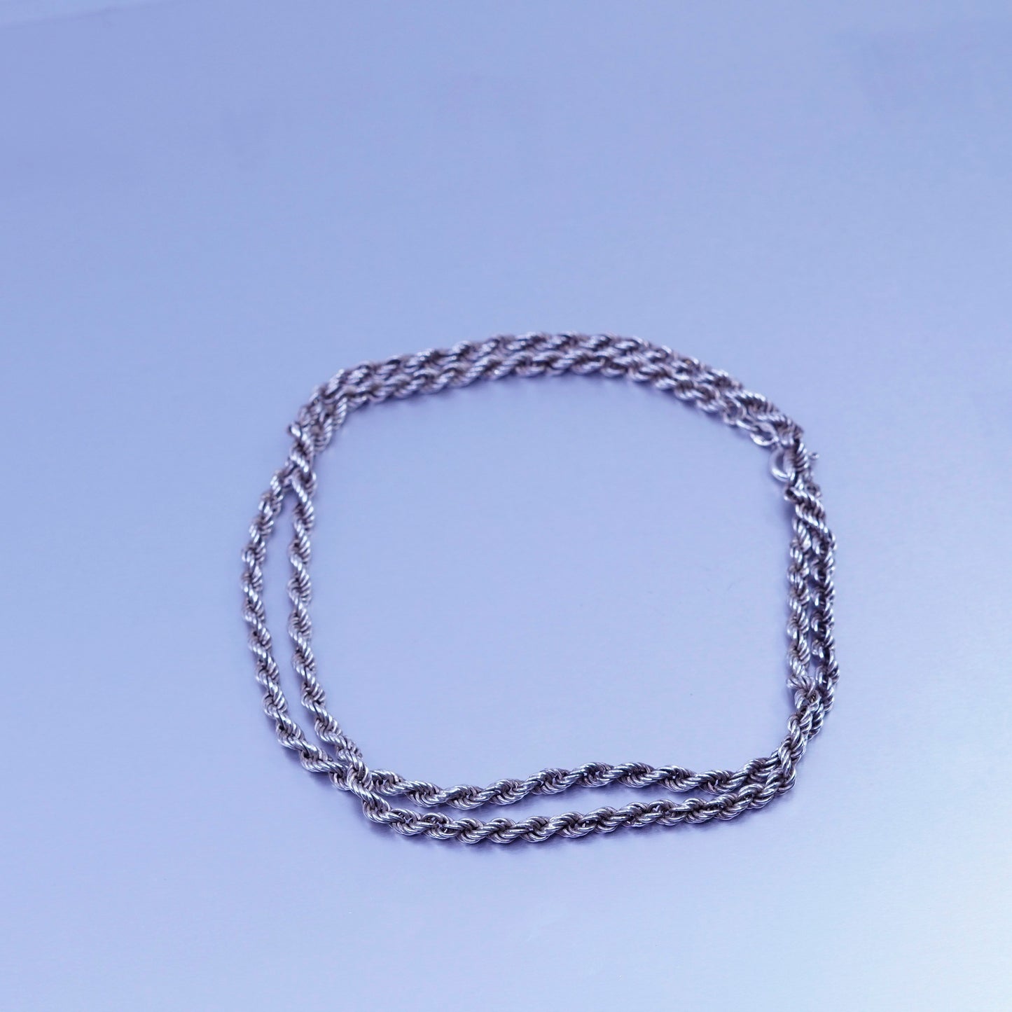 24” 4mm, vintage Italy Sterling 925 silver bold rope chain necklace