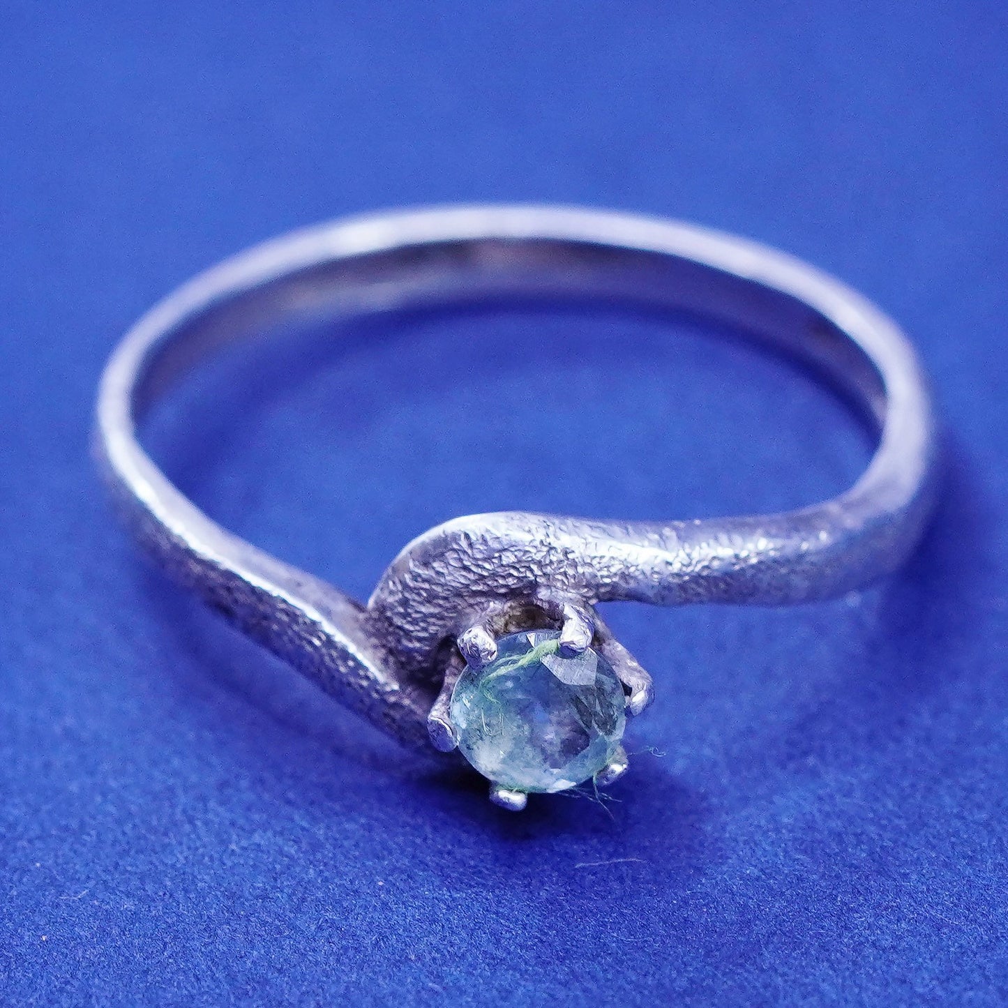 Size 7.5, vintage sterling 925 silver handmade ring with blue topaz