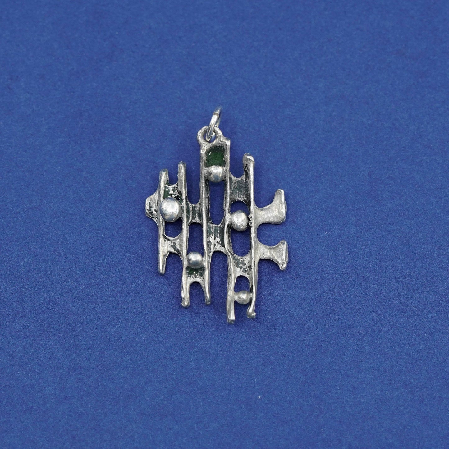 Vintage Sterling silver handmade pendant, modern 925 drop