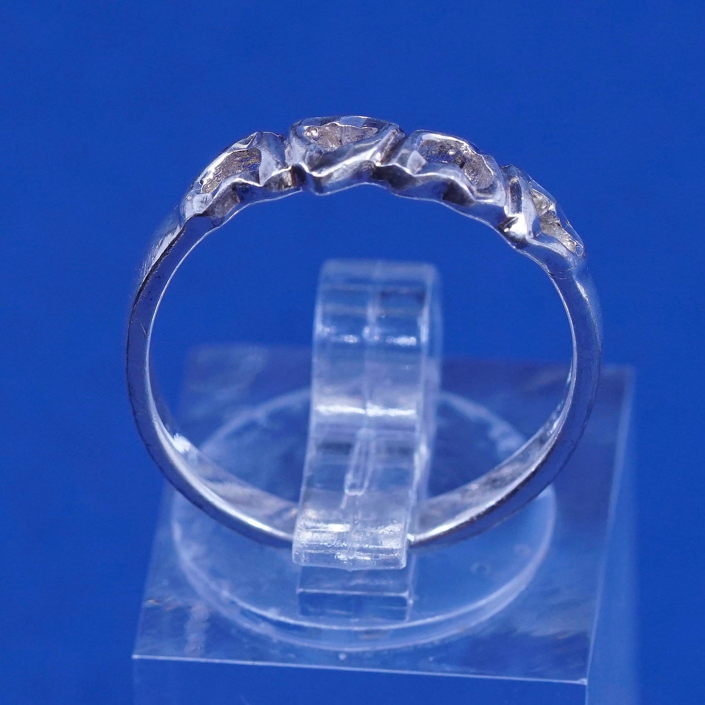 Size 7, vintage sterling silver handmade ring, 925 heart band