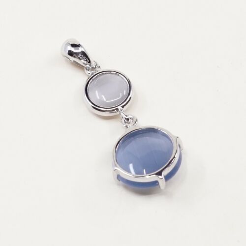Vtg Sterling Silver handmade Blue tiger eye Pendant, 925 silver