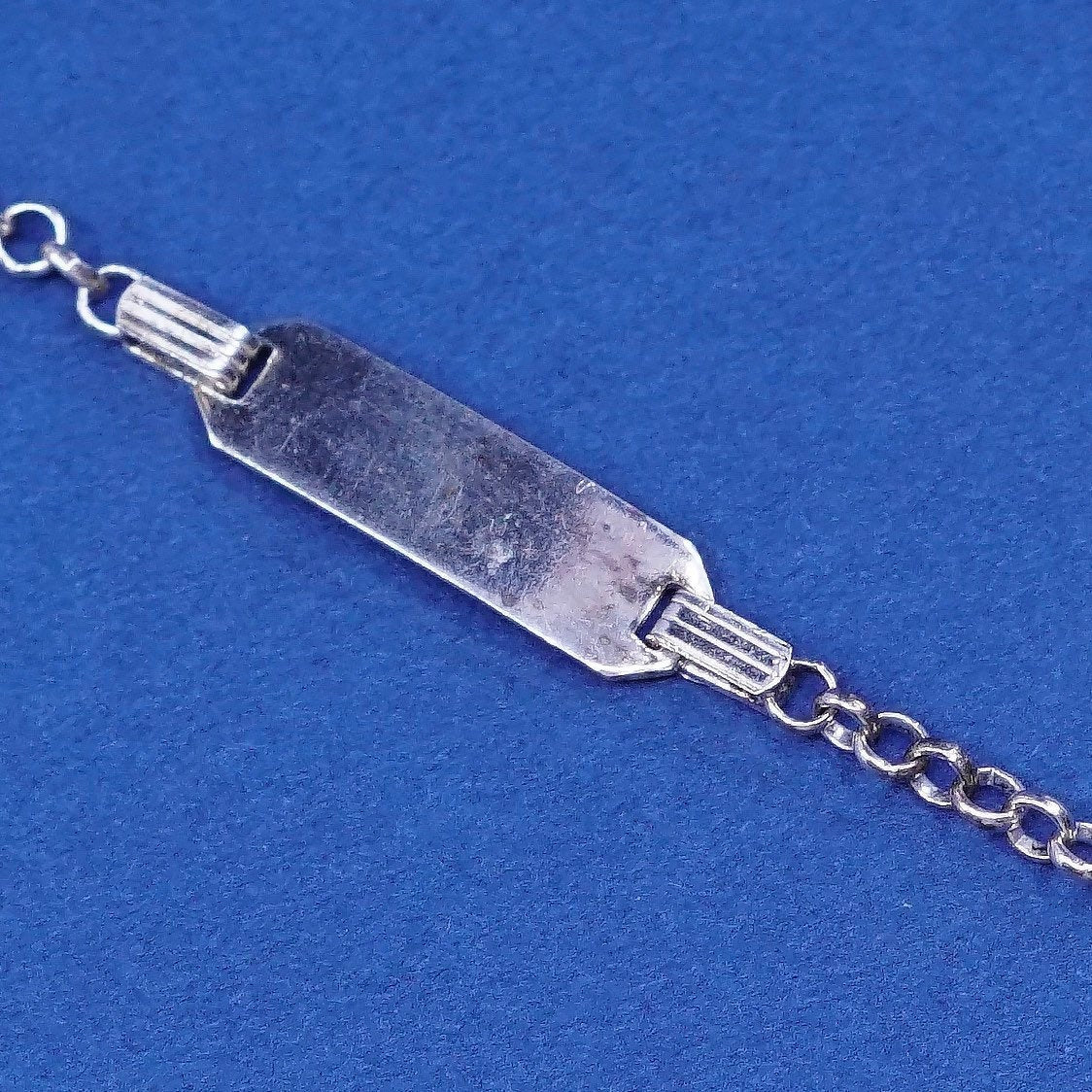 6.25", 1mm, vtg handmade Sterling silver bracelet, circle chain butterfly charm