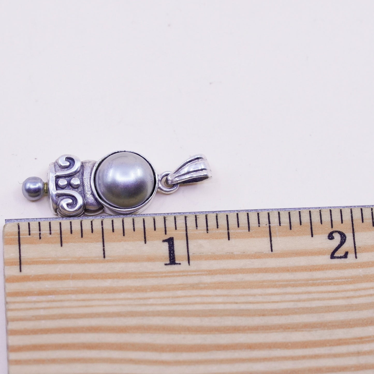 Vintage handmade sterling 925 silver pendant with pearl