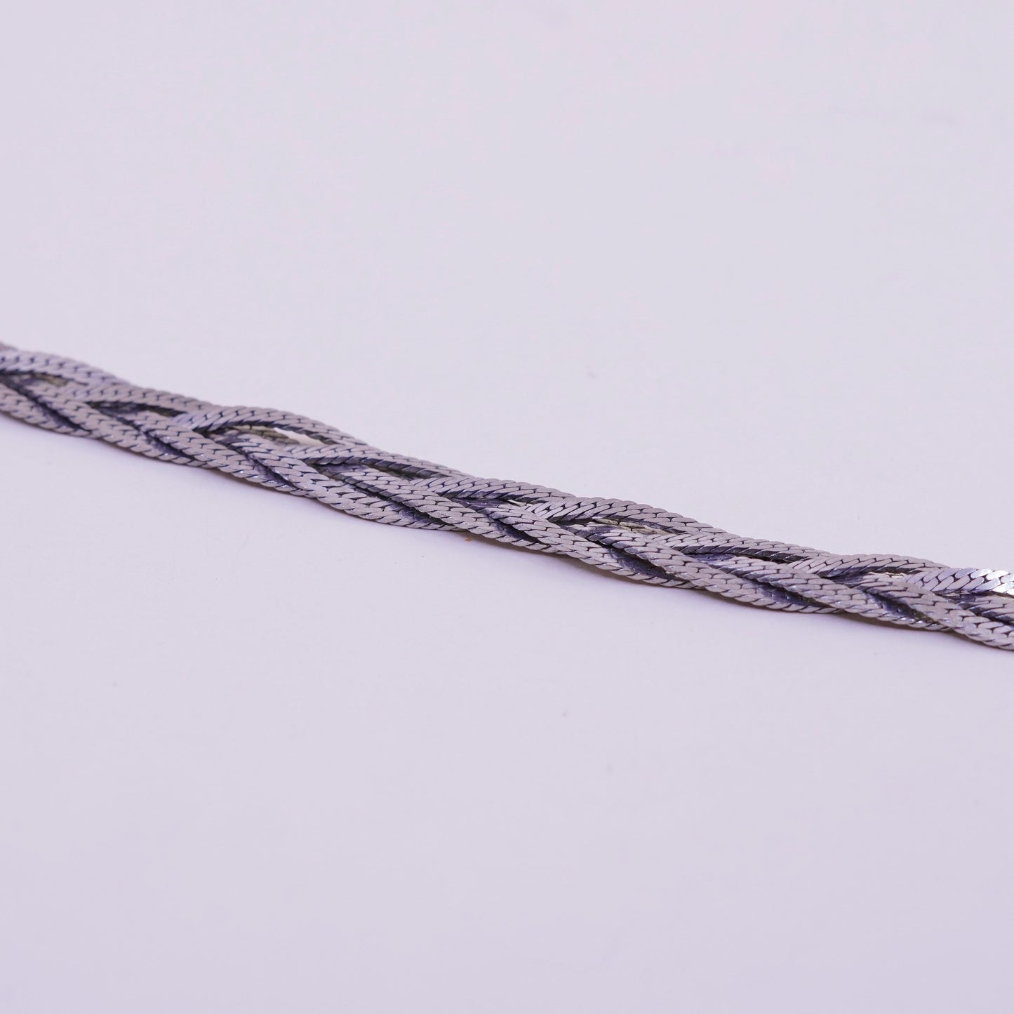7.25”, sterling silver snake chain, woven herringbone bracelet, 925 Italy