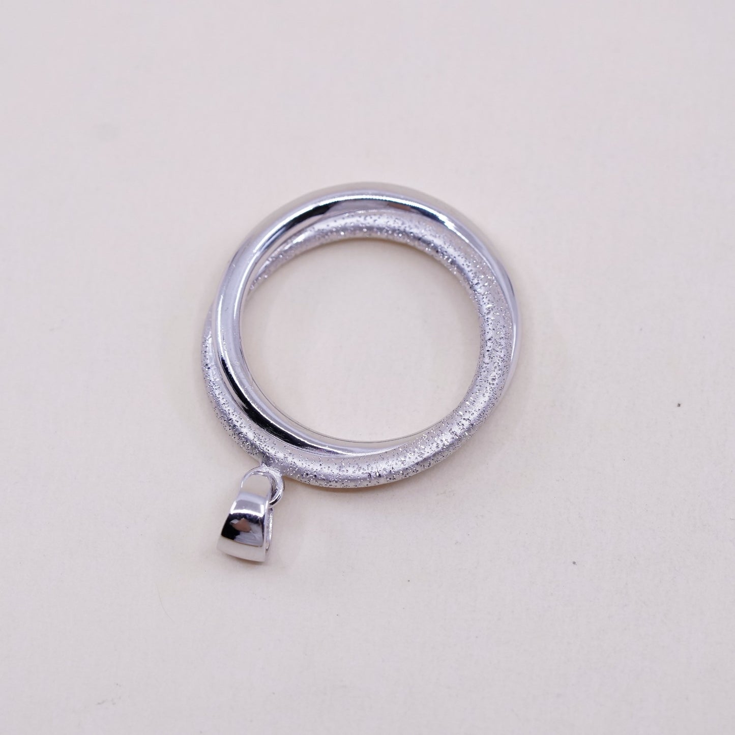 Vintage Sterling silver handmade pendant, glitter 925 Silver entwined circle