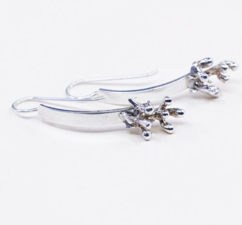 Vtg Modern Sterling Silver Handmade Earrings, Extra 925 Beads Dangles