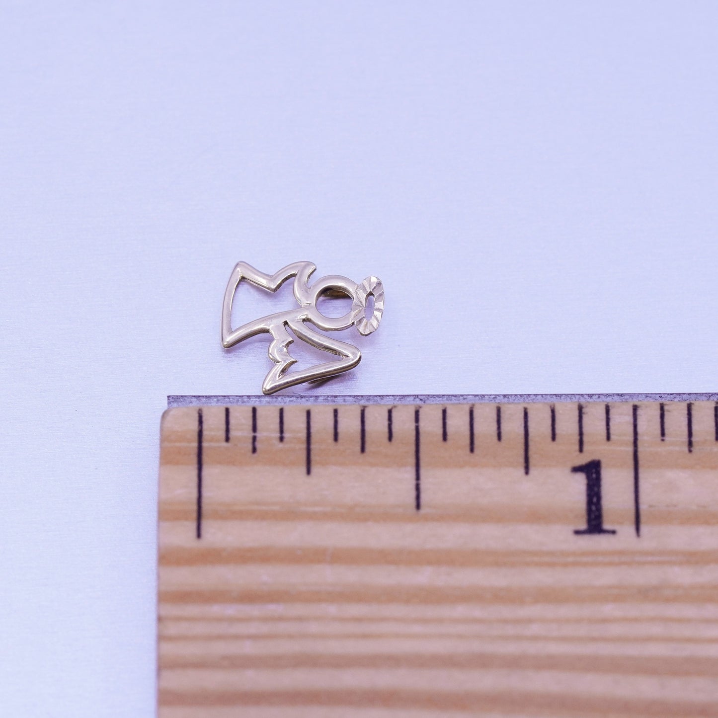 Antique 10K yellow gold handmade charm, tiny Angel pendant