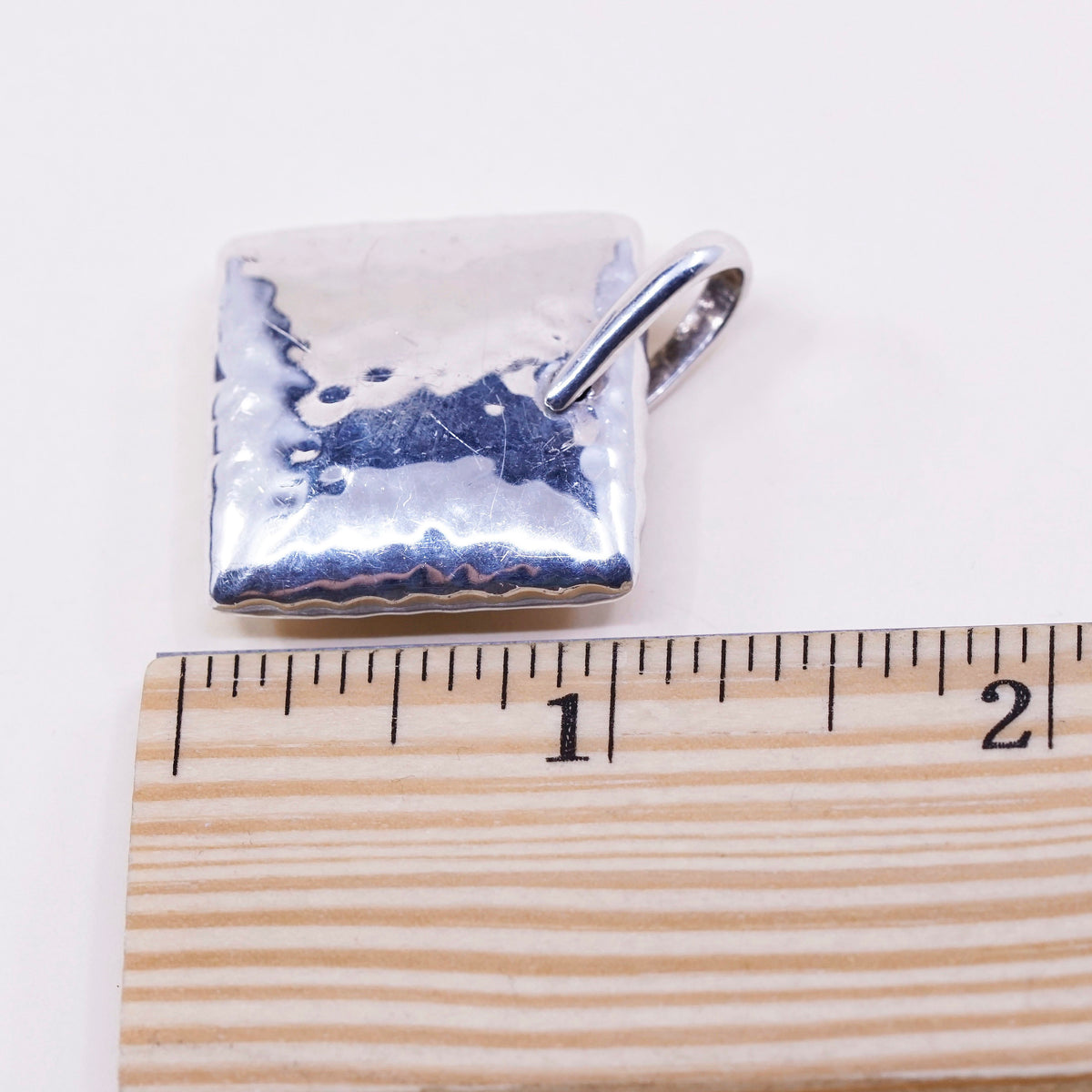 Silpada handmade Sterling 925 Silver Square Hammered Pillow Pendant S1118