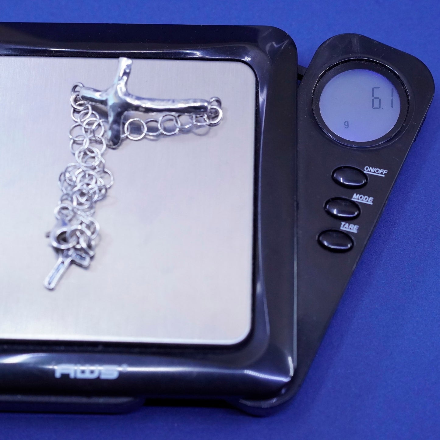 7.5”, Israel Shablool Didae Sterling silver bracelet, 925 chain cross charm