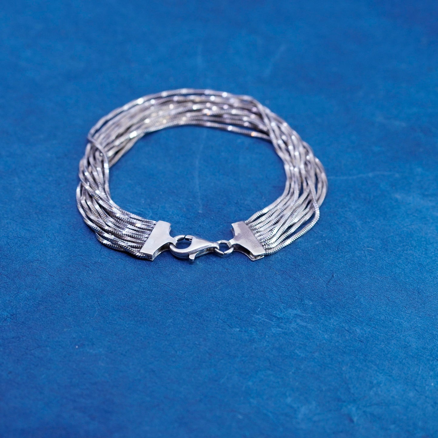 6.75”, vintage Sterling silver handmade bracelet, 925 multi strands snake chain