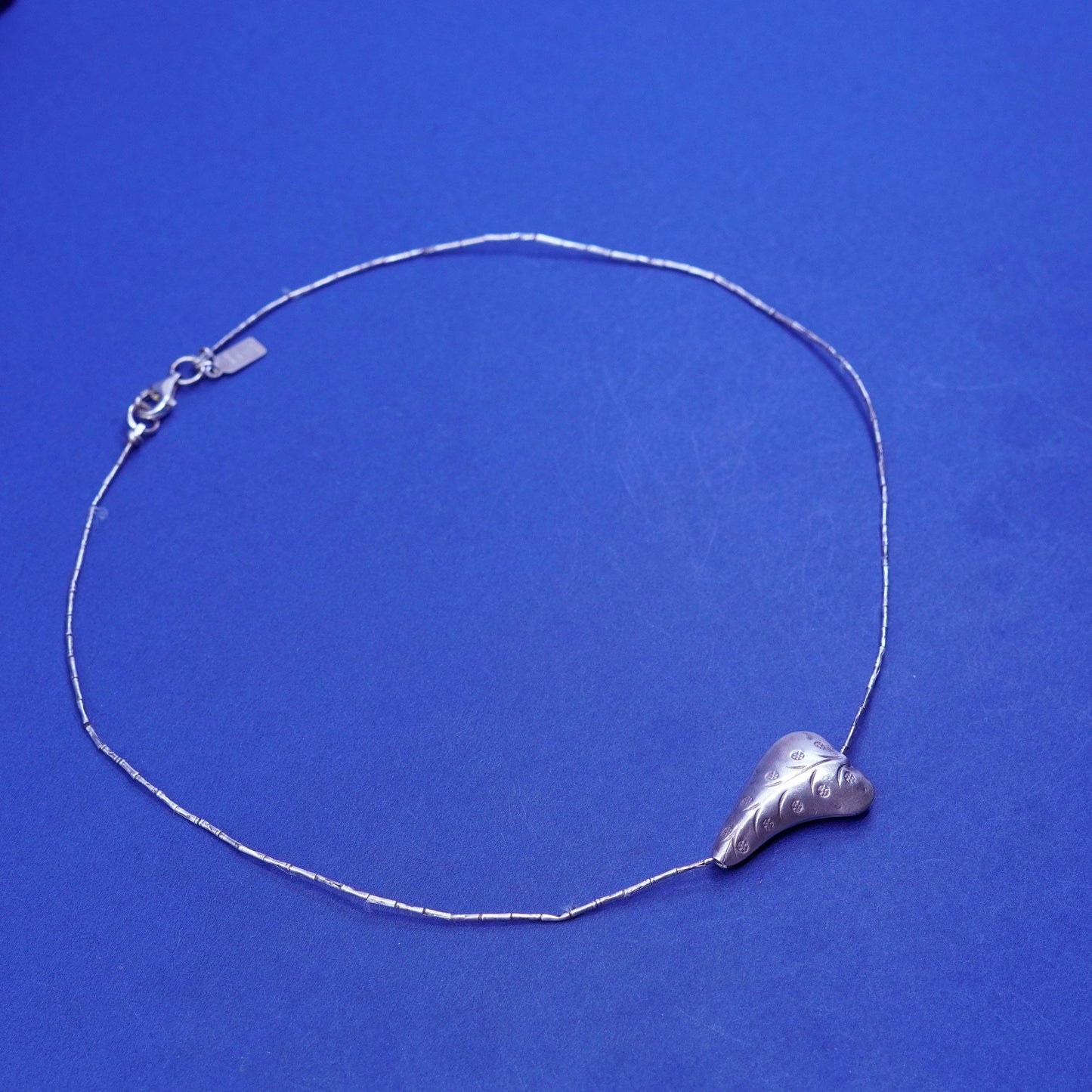 16”, j Jill liquid Sterling 925 necklace, liquid silver chain with leaf pendant