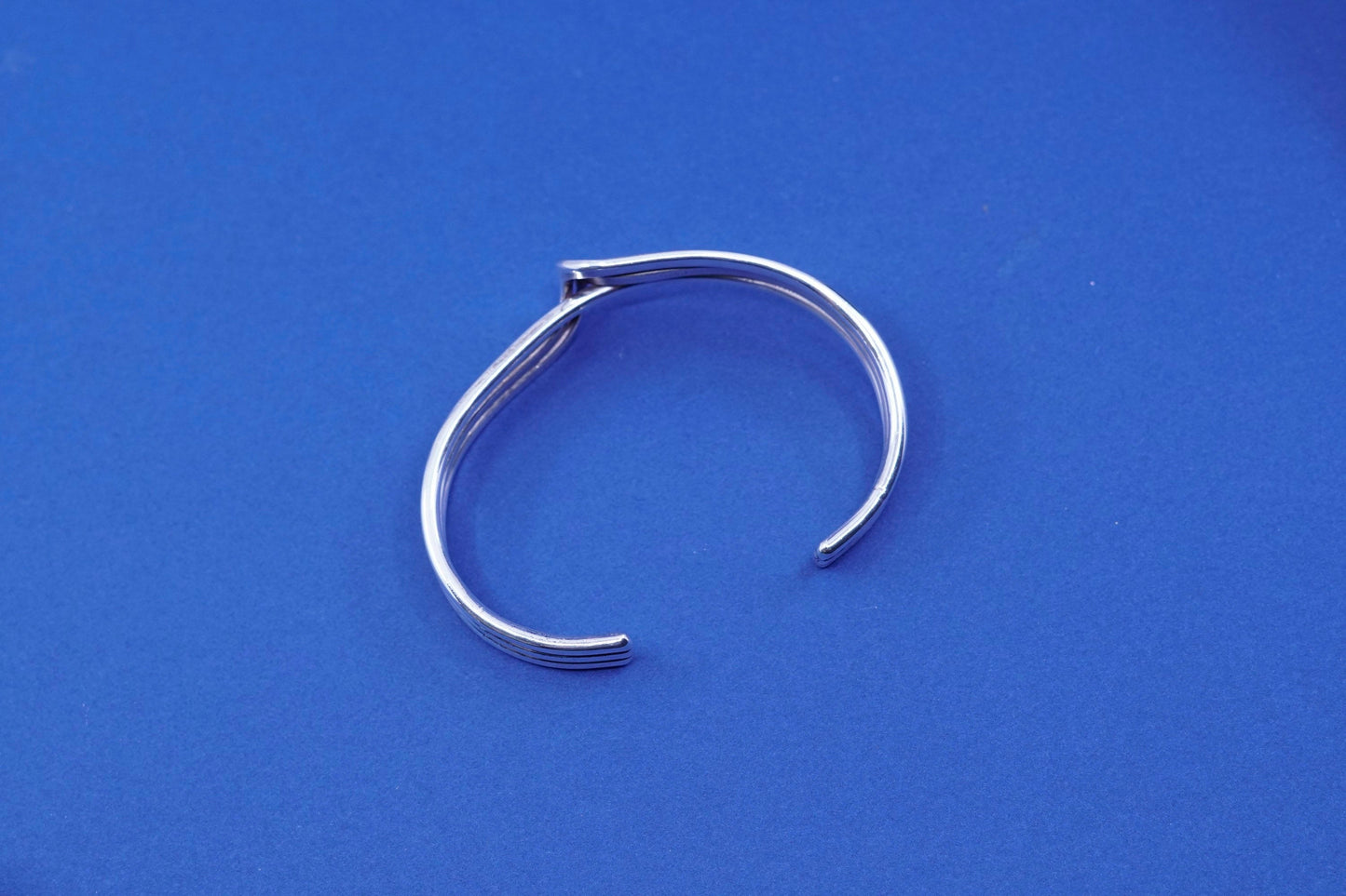 7”, vintage Sterling silver handmade wired bracelet, modern 925 twisted cuff,