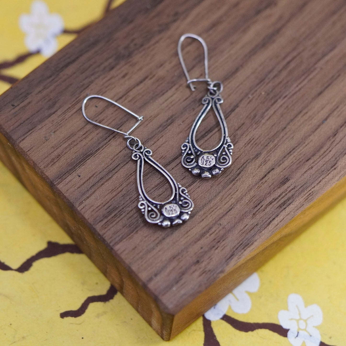 Vintage Sterling 925 silver handmade earrings with turquoise and beads