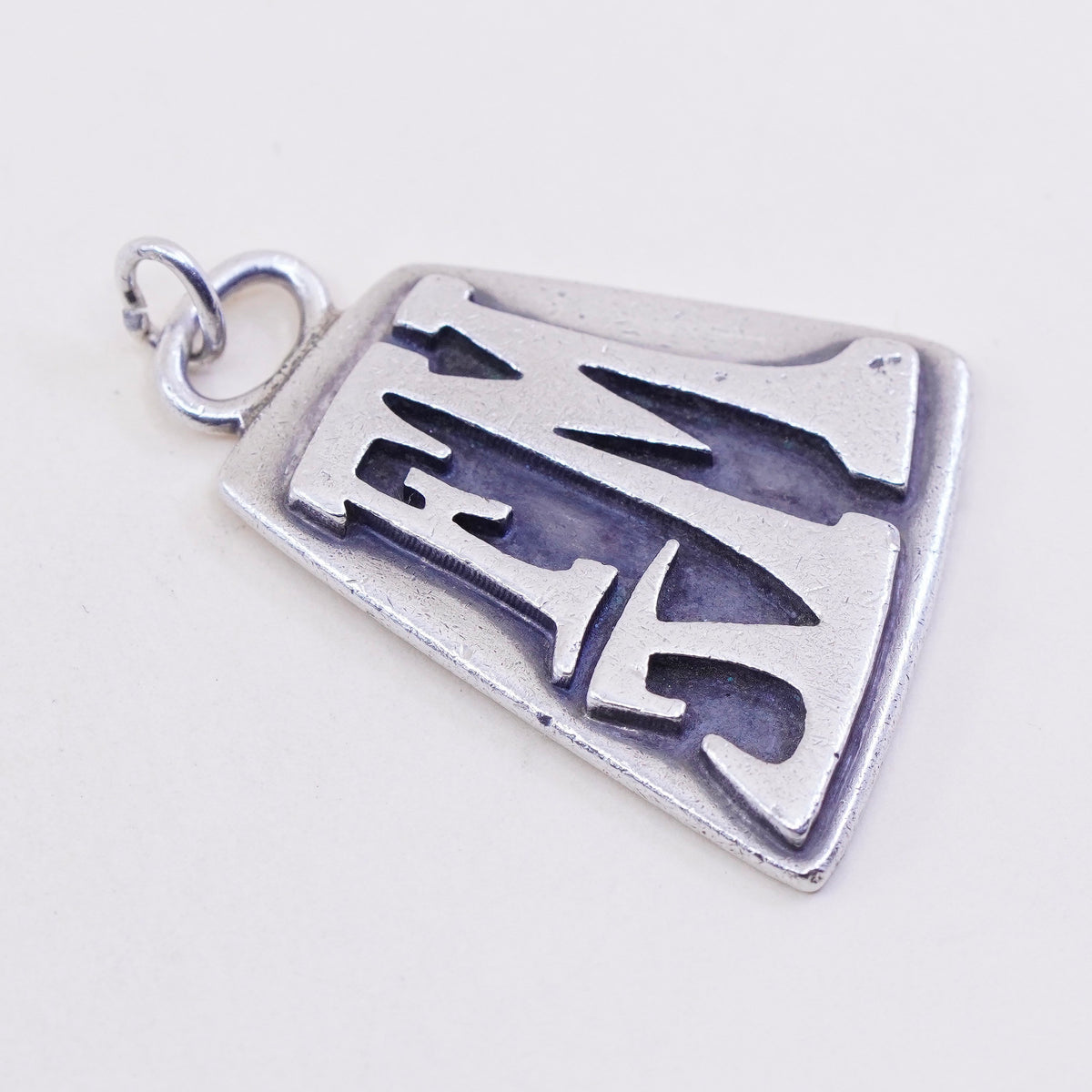 Vintage Sterling silver handmade pendant, 925 name monogram FJM