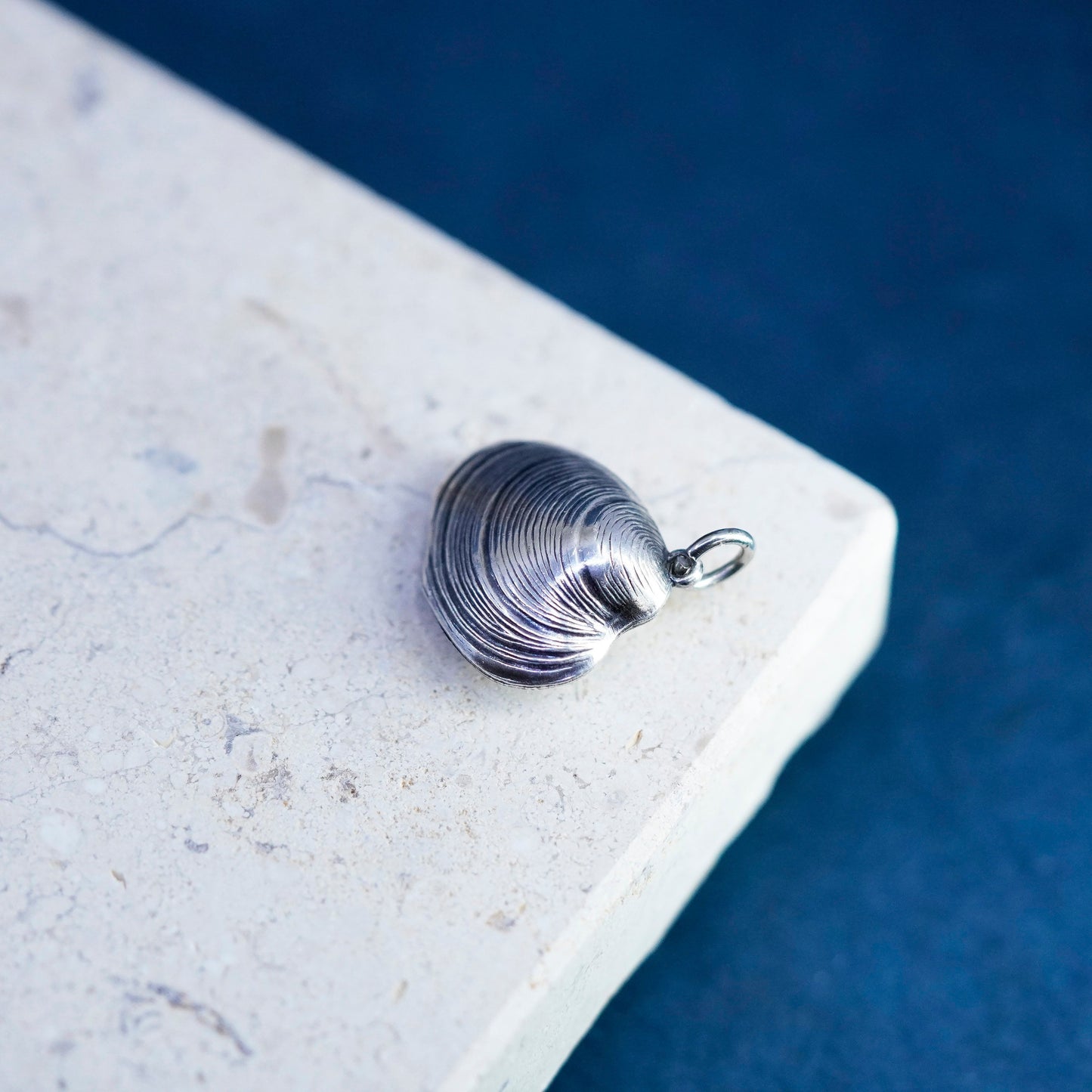 Vintage Sterling silver handmade pendant, shell charm