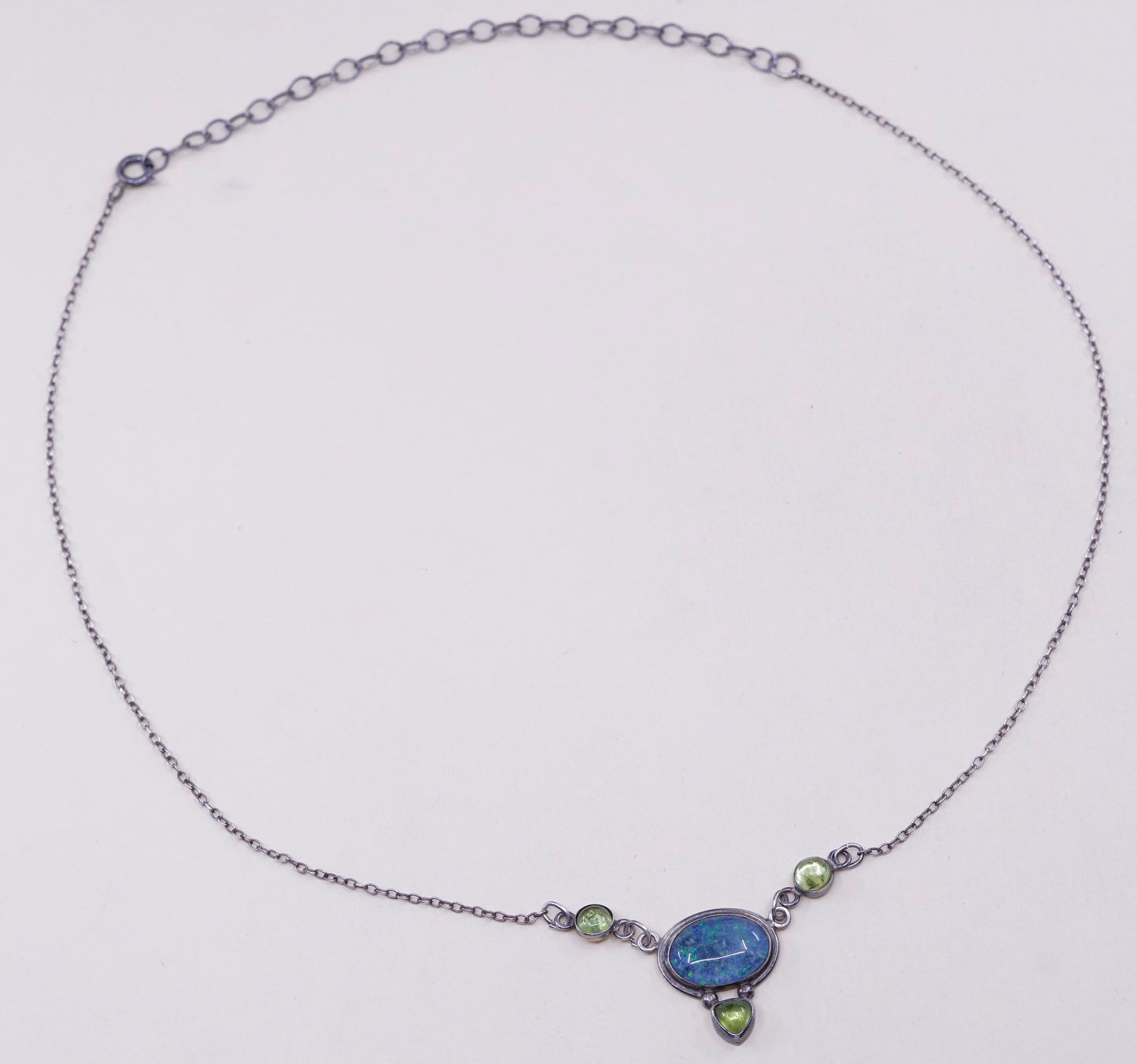 18”, FMW Sterling silver necklace, 925 circle chain with Roman glass pendant