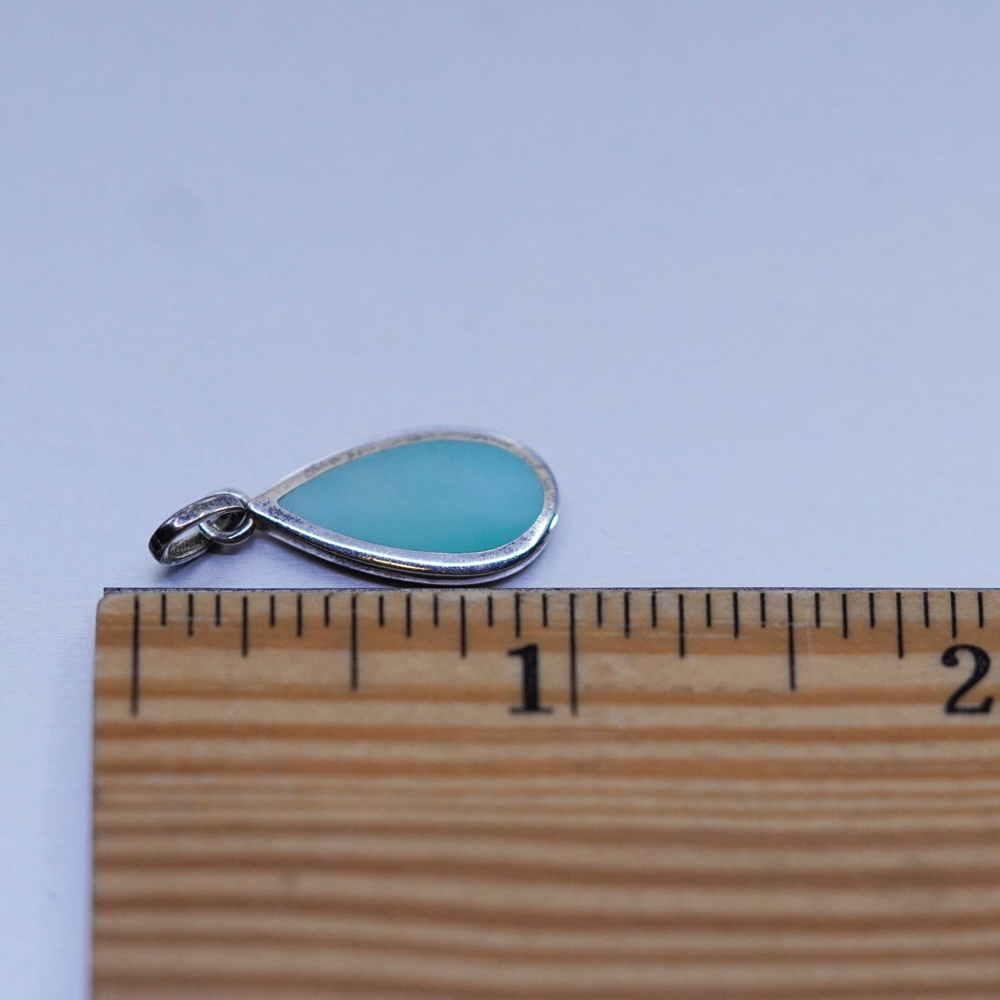 Vintage sterling 925 silver pendant with oval blue mother of pearl